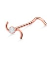 S Shaped with Rhinestone Curved Nose Stud NSKB-631